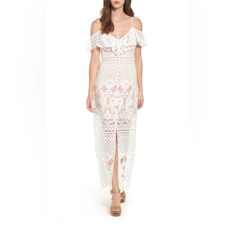 Wayf Lace Maxi Dress Cream Size S